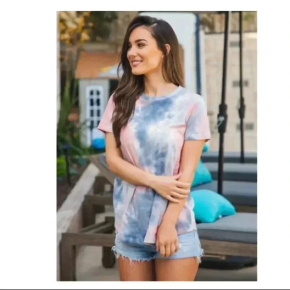 🆕Sunset Glow Pastel Tones Tie Dye Tee L🆕 - Picture 1 of 8